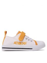 Action Boy Trampki CF21209 Biały. Białe trampki i tenisówki chłopięce Action Boy, bez wzorów, z materiału, bez zapięcia. Za 49.99 zł.