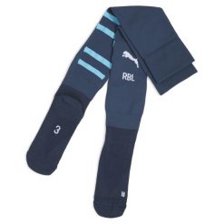 Męskie skarpety RB Leipzig 24/25 z grafiką PUMA Dark Night Bright Aqua Blue. Niebieskie skarpetki męskie Puma, bez wzorów. W wyprzedaży za 94.00 zł.