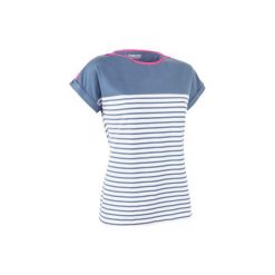 Koszulka żeglarska krótki rękaw Adventure 100 damska. Niebieskie t-shirty damskie TRIBORD, s, bez wzorów, z bawełny, bez kołnierzyka. Za 49.99 zł.