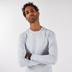 Koszulka do biegania z długim rękawem męska Kiprun Run 500. Niebieskie t-shirty sportowe męskie KIPRUN, m, z materiału, bez ramiączek, do biegania. Za 99.99 zł.