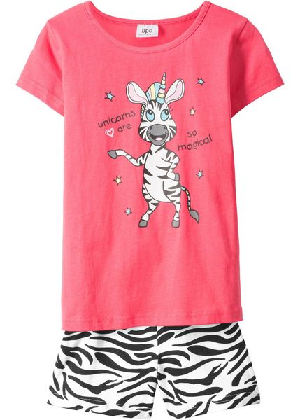 Piżama z krótkimi spodniami z czystej bawełny organicznej (2 części). Czerwone koszulki dziewczęce bonprix, bez wzorów, z bawełny, bez ramiączek. Za 59.99 zł.