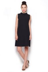 Elegancka Sukienka z Niskim Golfem - Czarny. Czarne sukienki damskie Figl, l, bez wzorów, z materiału, eleganckie, bez kołnierzyka, bez ramiączek. Za 239.00 zł.