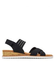 Skechers Sandały BOBS Desert Kiss-Shore Enough 114130/BLK Czarny. Czarne sandały damskie Skechers, bez wzorów, z materiału, bez obcasa, na koturnie. Za 129.99 zł.