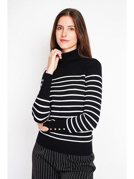 ASSUILI Golf w kolorze czarno-białym rozmiar: 36. Białe golfy damskie Assuili, bez wzorów, bez ramiączek. Za 97.28 zł.