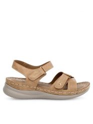 Clara Barson Sandały WYL0510-21 Beżowy. Brązowe sandały damskie Clara Barson, bez wzorów, z syntetyku, bez obcasa, na płaskiej podeszwie. Za 99.99 zł.