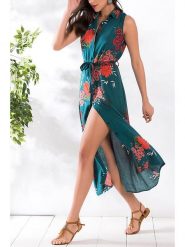 Milan Kiss Sukienka w kolorze morskim rozmiar: L. Niebieskie sukienki damskie Milan Kiss, na imprezę, l, bez wzorów, z tkaniny, bez kołnierzyka, bez ramiączek, maxi. Za 152.26 zł.