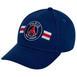 Czapka z daszkiem Paris Saint Germain bawełna junior granatowa. Niebieskie czapki męskie PSG, bez wzorów, z bawełny, sportowe. Za 99.00 zł.