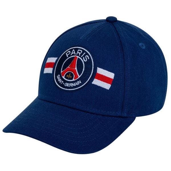 Czapka z daszkiem Paris Saint Germain bawełna junior granatowa. Niebieskie czapki męskie PSG, bez wzorów, z bawełny. Za 99.00 zł.