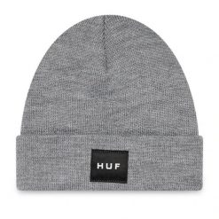 Czapka zimowa męska HUF Essential Box Logo Beanie. Szare czapki męskie HUF, na zimę, bez wzorów, sportowe. W wyprzedaży za 67.00 zł.