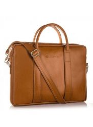 Torba na laptopa skórzana BETLEWSKI BTM-01 camelowa. Brązowe torby na laptopa damskie Betlewski, ze skóry. Za 629.00 zł.