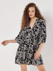 Apricot Sukienka w kolorze czarno-białym rozmiar: XL. Czarne sukienki damskie Apricot, na imprezę, s, bez wzorów, z wiskozy, klasyczne, bez kołnierzyka, bez ramiączek, mini. Za 74.11 zł.