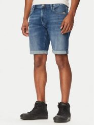 G-Star Raw Szorty jeansowe D10481-8968 Niebieski Regular Fit. Niebieskie szorty męskie G-Star Raw, z jeansu, bez kołnierzyka. Za 349.99 zł.