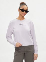 Tommy Jeans Bluza Essential Logo DW0DW18143 Fioletowy Regular Fit. Fioletowe bluzy bez kaptura damskie Tommy Jeans, l, z bawełny. Za 299.99 zł.