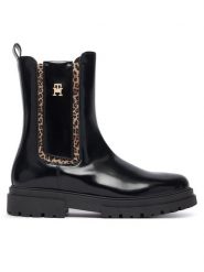 Tommy Hilfiger Botki T4A5-35175-1453999 D Czarny. Czarne botki dziewczęce Tommy Hilfiger, bez wzorów, ze skóry, bez ramiączek. Za 589.99 zł.