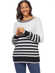 Heine Sweter w kolorze biało-czarnym rozmiar: 40. Białe swetry klasyczne damskie Heine, bez kołnierzyka. Za 83.22 zł.