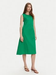 Selmark Sukienka letnia BL495 Zielony Regular Fit. Zielone sukienki damskie SELMARK, na lato, s, bez wzorów, z bawełny, bez kołnierzyka, bez ramiączek. Za 159.99 zł.