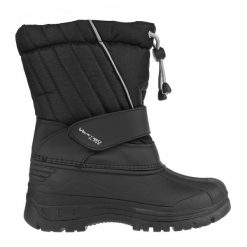 Śniegowce dziecięce AULP BOOSTER na rzep wraz sznurkiem. Czarne buty zimowe męskie Aulp, na zimę, z materiału, bez zapięcia. Za 229.99 zł.