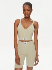 Calvin Klein Jeans Top Label J20J223152 Zielony Slim Fit. Zielone topy damskie Calvin Klein Jeans, l, bez wzorów, z jeansu, bez kołnierzyka. Za 289.99 zł.