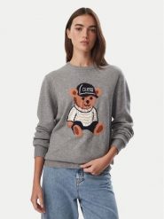 Guess Sweter W6BR84 Z1927 Szary Regular Fit. Szare swetry klasyczne damskie Guess, xxl, z wiskozy, bez kołnierzyka. Za 394.99 zł.