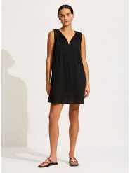 Seafolly Sukienka w kolorze czarnym rozmiar: L. Czarne sukienki damskie Seafolly, l, bez wzorów, z bawełny, bez kołnierzyka, bez ramiączek, mini. Za 184.95 zł.