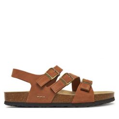 Sandały Josef Seibel. Brązowe sandały damskie Josef Seibel, bez wzorów, bez obcasa, na płaskiej podeszwie. Za 309.99 zł.