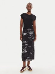 Desigual Sukienka codzienna Good News 24WWVK77 Czarny Regular Fit. Czarne sukienki damskie Desigual, na co dzień, xs, bez wzorów, z bawełny, bez kołnierzyka, bez ramiączek, proste. Za 249.99 zł.