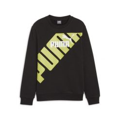 Młodzieżowa bluza z nadrukiem PUMA POWER PUMA Black. Czarna bluzy z kapturem męskie Puma, m, z bawełny. Za 116.39 zł.