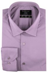 Jednokolorowa, Bawełniana Koszula o Prostym Kroju - Wrzosowa. Fioletowe koszule męskie Pazzani, bez wzorów, z bawełny, bez kołnierzyka, bez ramiączek. Za 169.00 zł.