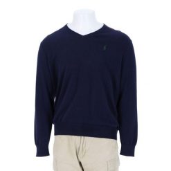 Second life - Męski sweter w kolorze granatowym - Jak nowy. Niebieskie swetry męskie Ralph Lauren, m, bez wzorów, bez kołnierzyka. Za 212.96 zł.