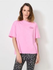 Koszulka z nadrukiem na plecach - różowy. Czerwone t-shirty damskie Sinsay, l, bez wzorów, bez kołnierzyka. Za 29.99 zł.