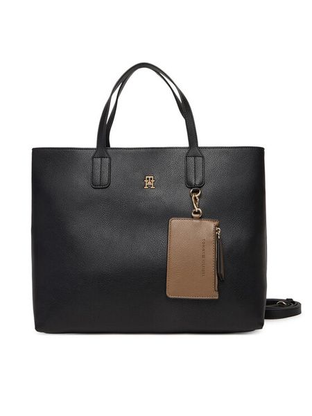 Tommy Hilfiger Torebka Th Icon Satchel AW0AW18122 Czarny. Czarne torebki klasyczne damskie Tommy Hilfiger, bez wzorów, ze skóry, bez dodatków. Za 418.99 zł.