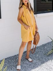 Milan Kiss Sukienka w kolorze żółtym rozmiar: M. Żółte sukienki damskie Milan Kiss, m, bez wzorów, z bawełny, bez kołnierzyka, bez ramiączek, mini. Za 122.09 zł.