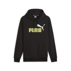 Męska bluza z kapturem Essentials+ Two-Tone Big Logo PUMA Black Lime Sheen. Czarne bluzy sportowe męskie Puma, l, z bawełny. Za 251.00 zł.