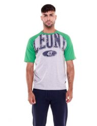 Męski t-shirt z kontrastowymi ramionami Academy. Szare t-shirty męskie LEONE 1947 APPAREL, l, bez wzorów, z bawełny, bez kołnierzyka. Za 42.06 zł.