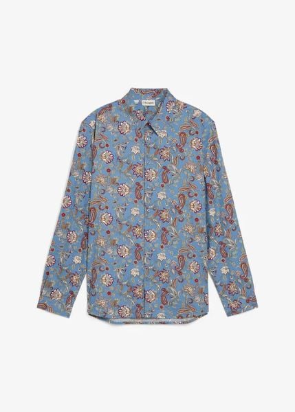 Koszula do pracy z czystej bawełny, slim fit. Niebieskie koszule męskie bonprix, m, bez wzorów, z bawełny, bez kołnierzyka, bez ramiączek. Za 107.99 zł.