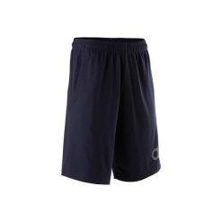 Spodenki Gym & Pilates Decadio 100 męskie. Niebieskie szorty męskie Adidas, z bawełny, bez kołnierzyka. W wyprzedaży za 74.99 zł.
