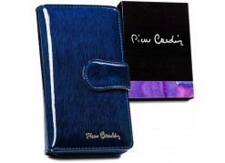 Portfel niebieski Pierre Cardin [DH] 05 LINE 116. Niebieskie portfele damskie bez wzorów, z lakierowanej skóry. Za 65.00 zł.