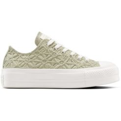 Buty sportowe Converse Chuck Taylor All Star Lift Platform Textured Material. Szare buty sportowe na co dzień damskie Converse, bez wzorów, z materiału. Za 490.00 zł.