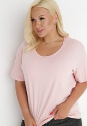 Jasnoróżowy T-shirt Aetheriel. Czerwone t-shirty damskie Born2be, xl, bez wzorów, z dzianiny, bez kołnierzyka. Za 19.99 zł.