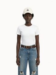 Damski crop top Le Coq Sportif Essential N°2. Białe topy sportowe damskie Le Coq Sportif, m, bez wzorów, bez ramiączek. Za 212.00 zł.
