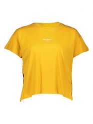 Pepe Jeans Koszulka w kolorze żółtym rozmiar: M. Żółte bluzki damskie Pepe Jeans, m, bez wzorów, z bawełny, bez kołnierzyka, bez ramiączek. Za 65.85 zł.