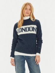 Pepe Jeans Sweter Hilda PL702227 Granatowy Regular Fit. Niebieskie swetry klasyczne damskie Pepe Jeans, s, z jeansu, bez kołnierzyka. Za 259.99 zł.
