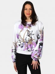 Sweter Damski Luhta Espoi. Białe swetry klasyczne damskie Luhta, s, z elastanu, bez kołnierzyka. Za 319.00 zł.