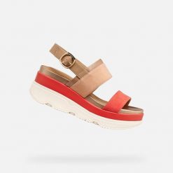 Sandały GEOX D GARDENIA Pomarańczowy. Brązowe obuwie trekkingowe damskie Geox, bez wzorów, ze skóry, bez obcasa. Za 424.99 zł.
