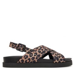Sandały ONLY Shoes. Brązowe sandały damskie ONLY Shoes, bez wzorów, bez obcasa, na płaskiej podeszwie. Za 119.99 zł.