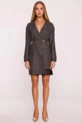 Elegancka sukienka tweedowa trapezowa kopertowa czarna. Czarne sukienki damskie MOE, do pracy, s, bez wzorów, z koronki, biznesowe, bez kołnierzyka, bez ramiączek, kopertowe. Za 379.00 zł.