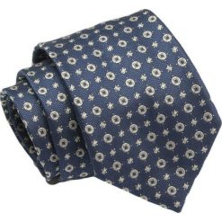Klasyczny Krawat, Męski, Granatowo-Beżowy, Wzór Geometryczny, 7cm -Angelo di Monti. Niebieskie krawaty i muchy męskie Angelo di Monti, bez wzorów, z tkaniny, eleganckie. Za 45.00 zł.