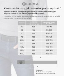 Pasek parciany BETLEWSKI PRC-21_CZ-0 XL granatowy. Niebieskie paski męskie Betlewski, bez wzorów, z materiału. Za 34.99 zł.