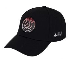Czapka z daszkiem piłkarska Paris Saint Germain. Czarne czapki męskie PARIS SAINT GERMAIN, bez wzorów, z bawełny. Za 109.00 zł.