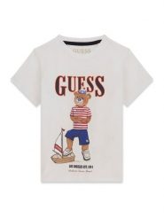Guess Kids T-Shirt 181541 Biały Classic Fit. Białe t-shirty chłopięce Guess Kids, z aplikacjami, bez ramiączek. Za 99.99 zł.